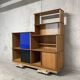 Asymmetrical golden oak display case bookcase Oscar vintage furniture from the 60s