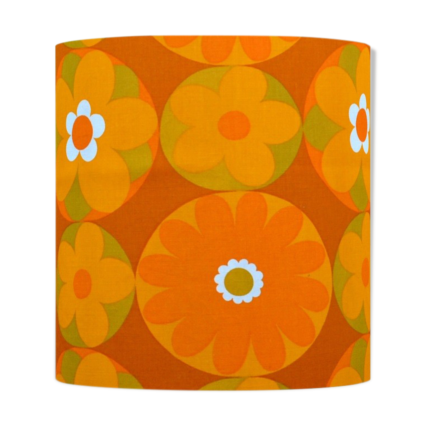 Lampshade Corollas orange H30 D30 - vintage fabric