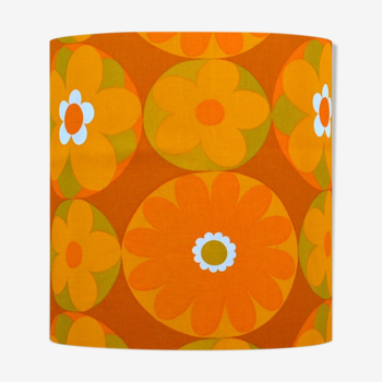 Lampshade Corollas orange H30 D30 - vintage fabric