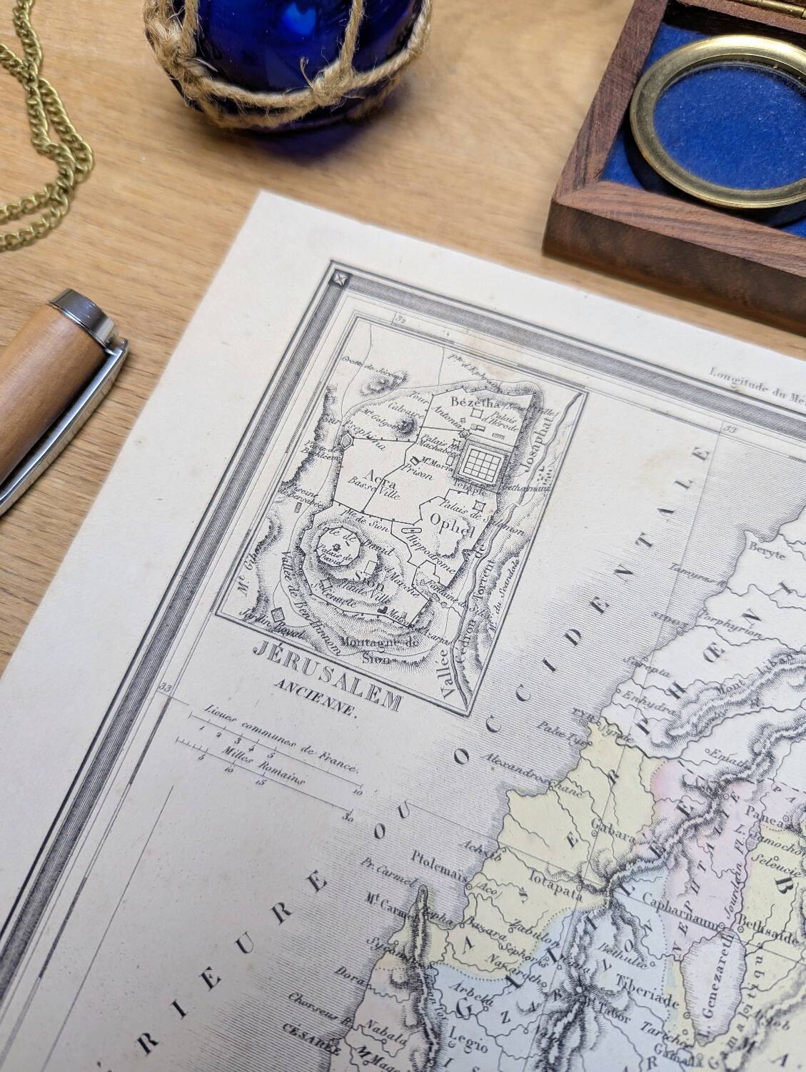 Palestine, old map, printed in 1852.
