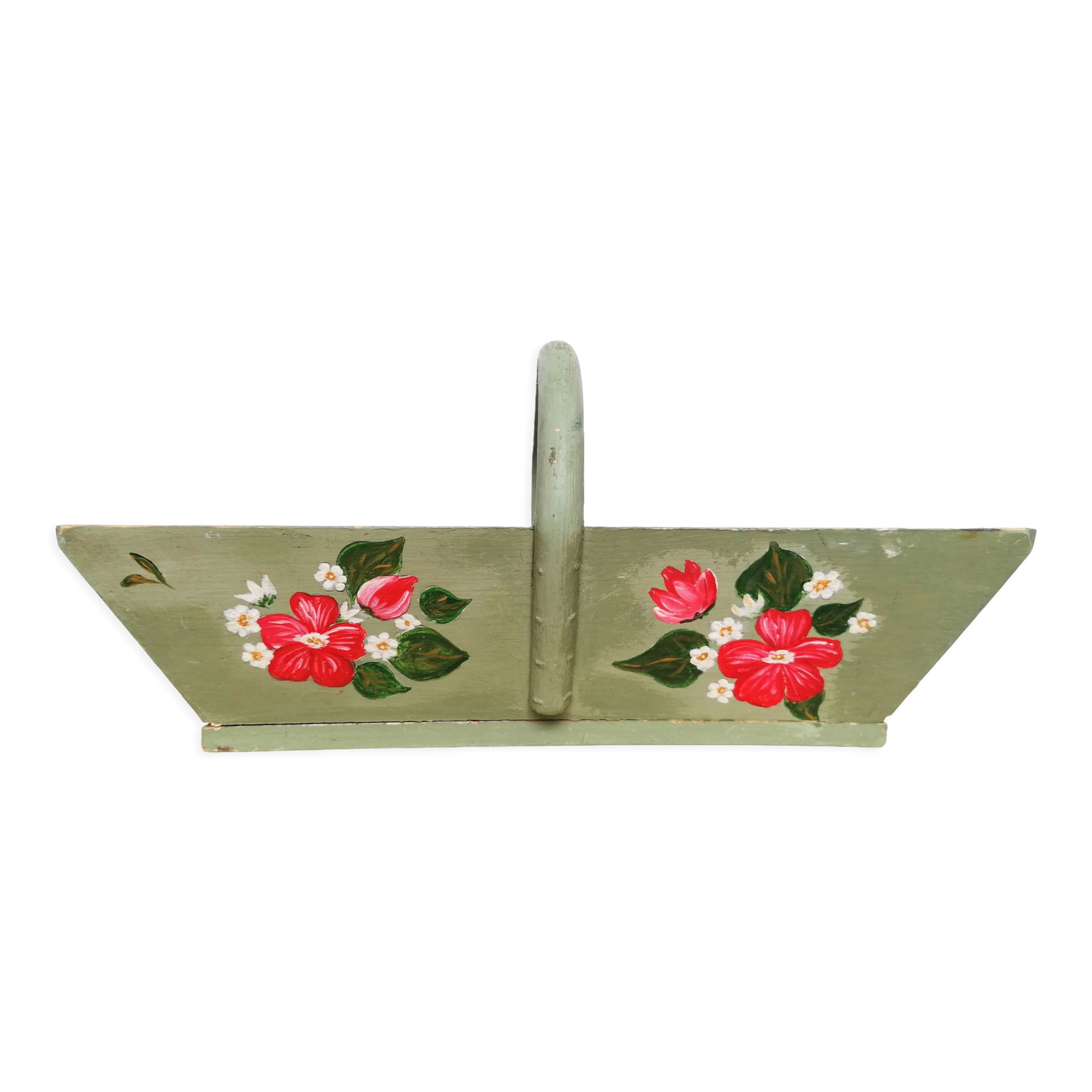 Hand-painted wooden picking basket