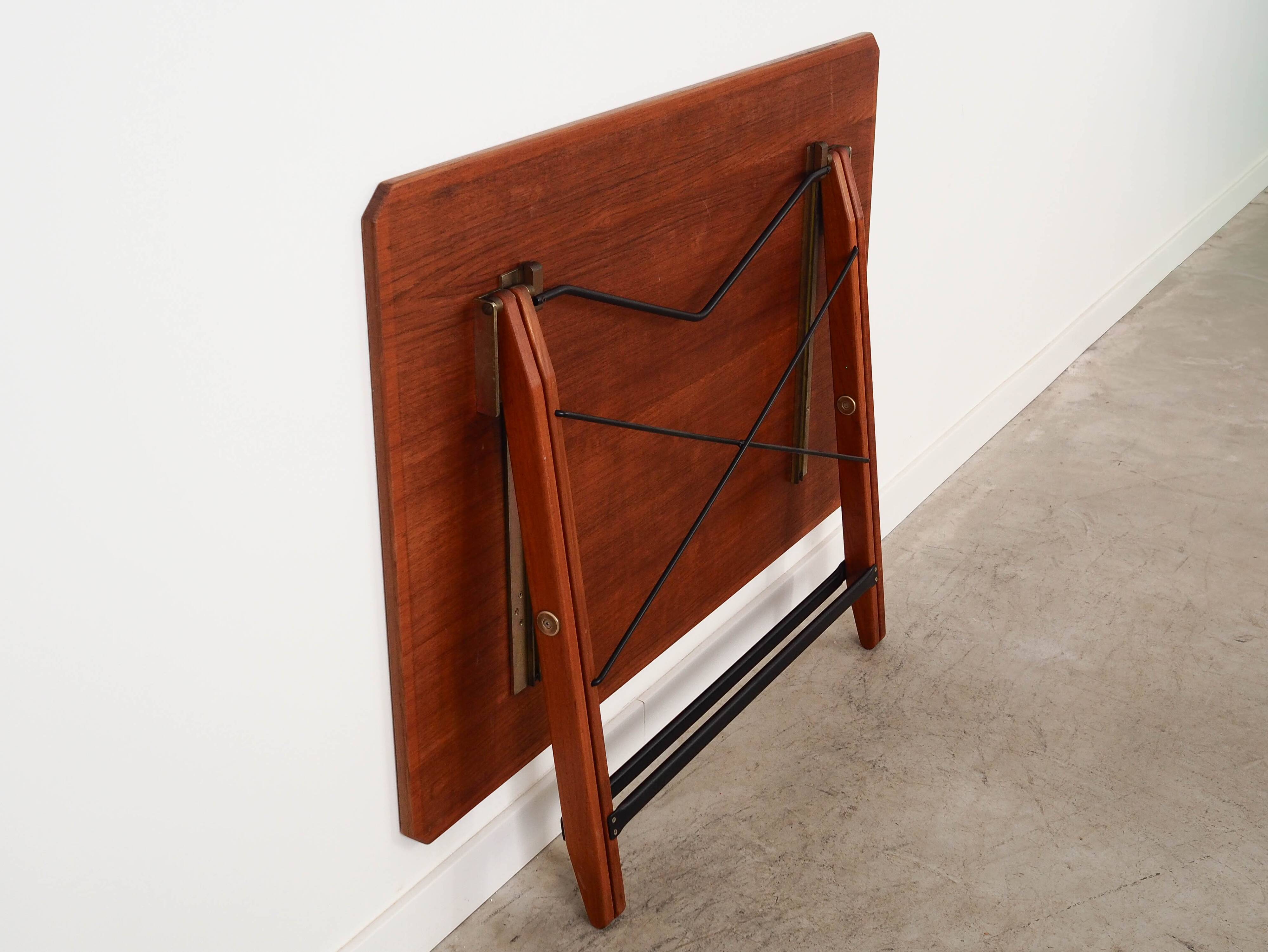 Folding teak table, Italian design, 1970s, made in Italy