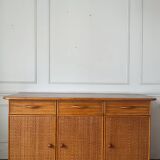 Wood and rattan sideboard