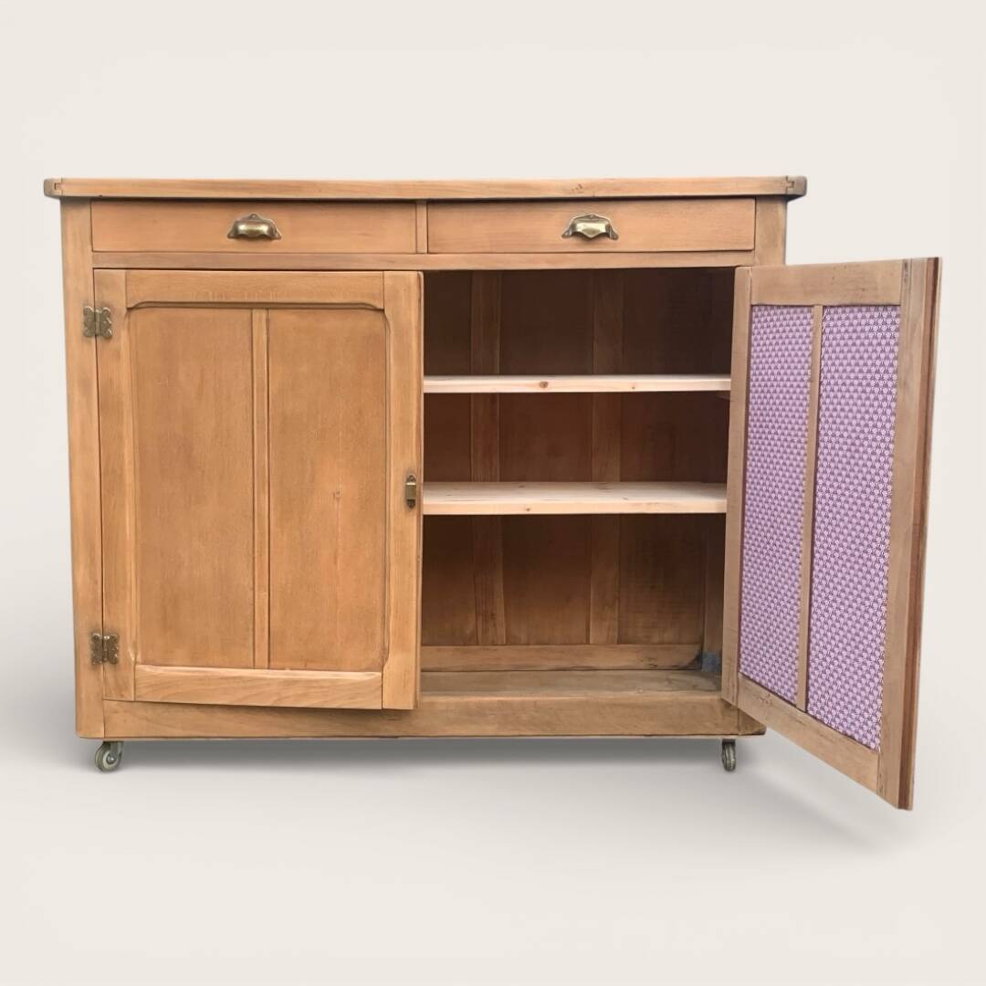 Grand Parisian buffet with billot and butterfly hinges, raw wood, 1930.