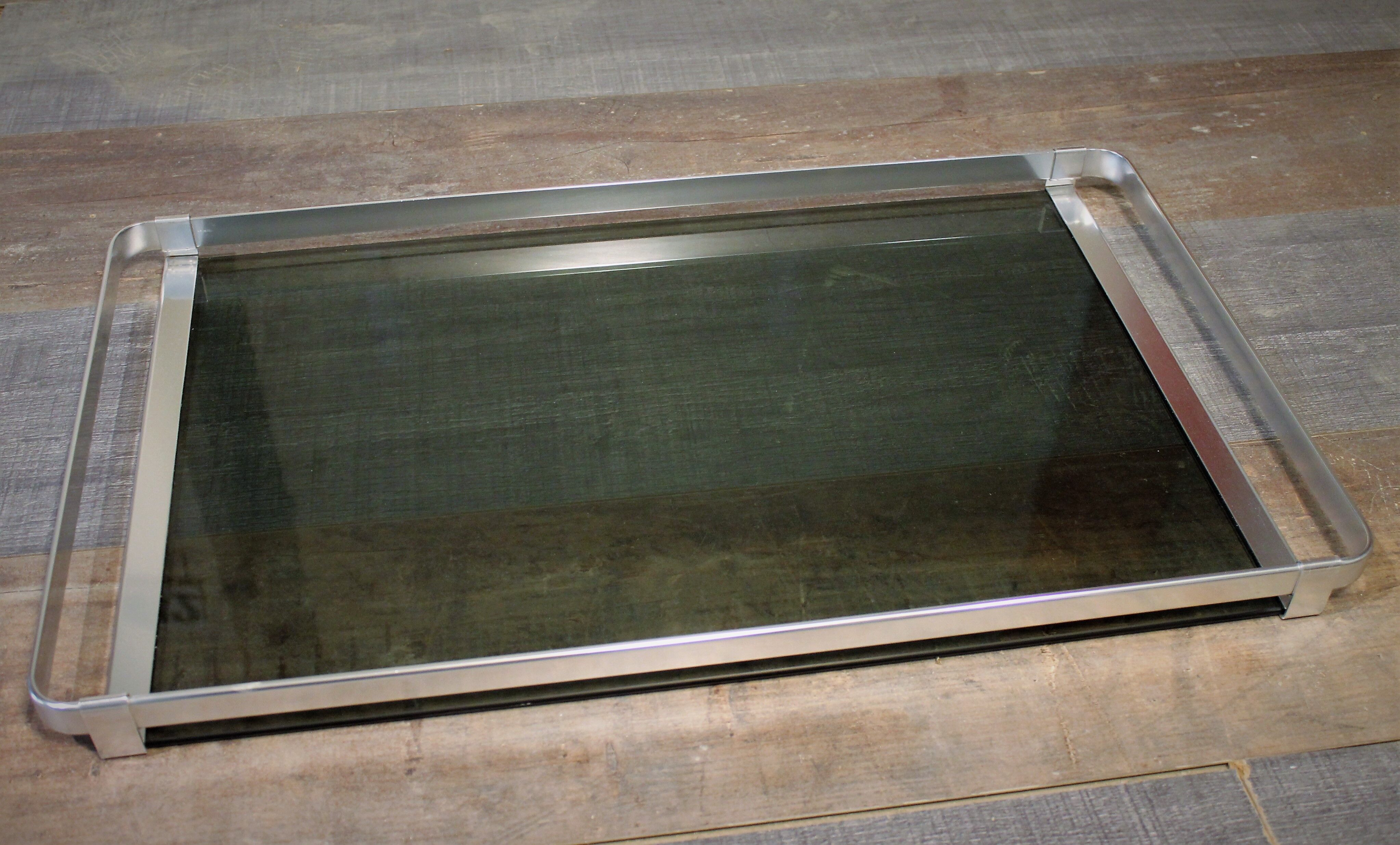 Metal plate & design glass Italian 1970