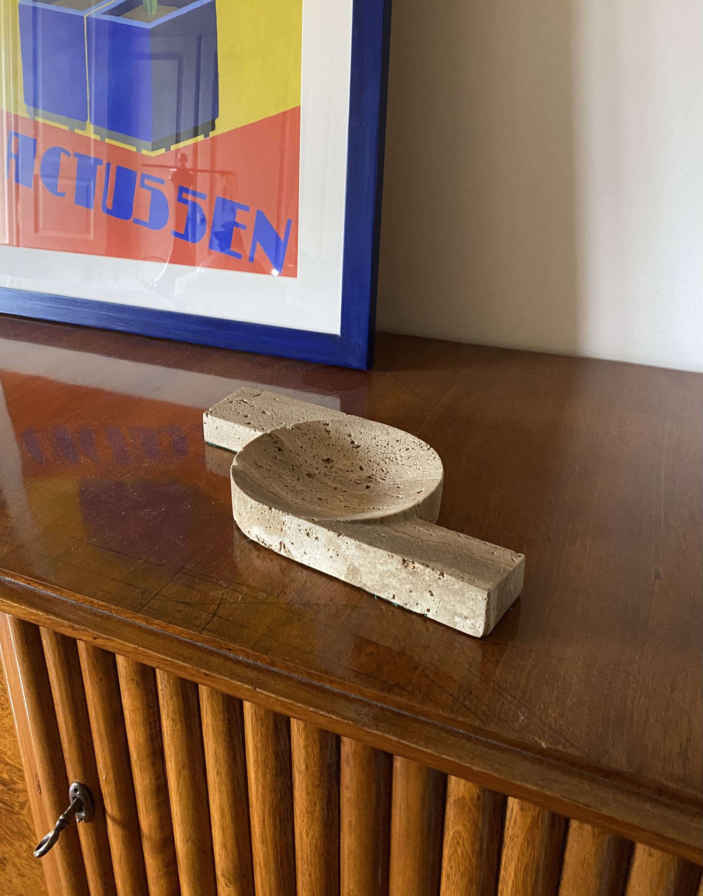 Brutalist travertine ashtray, Cerri Nestore, Italy, 1970s