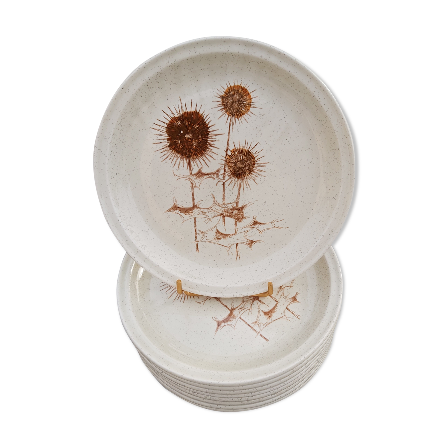 9 dessert plates Sarreguemines decor chardons