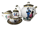 Henriot Quimper coffee service 8 cups/saucers, coffee pot, sugar bowl, jug.