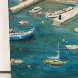 Painting on vintage canvas