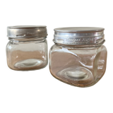 Set of 2 antique jars with aluminum lids