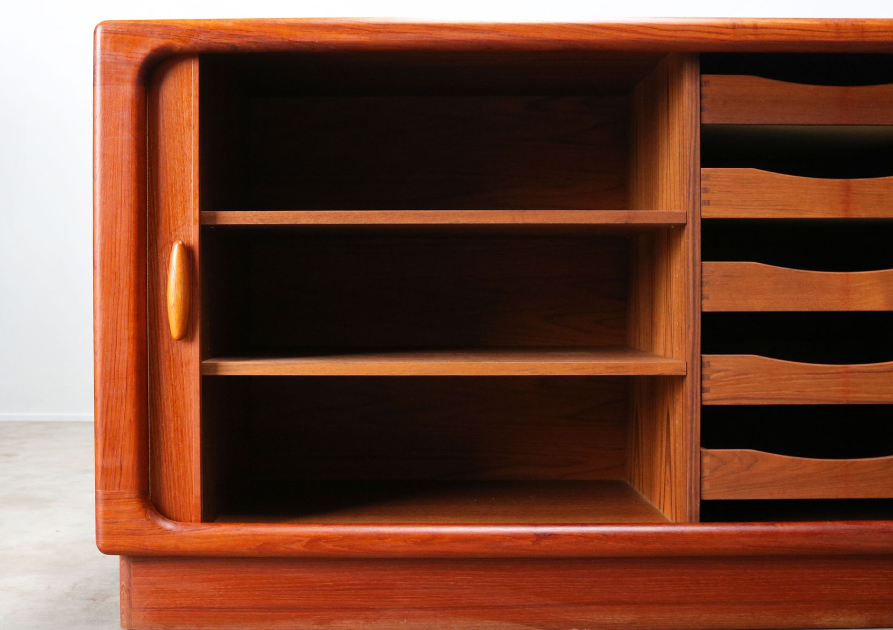 Dyrlund Denmark 1950s drum teak credence