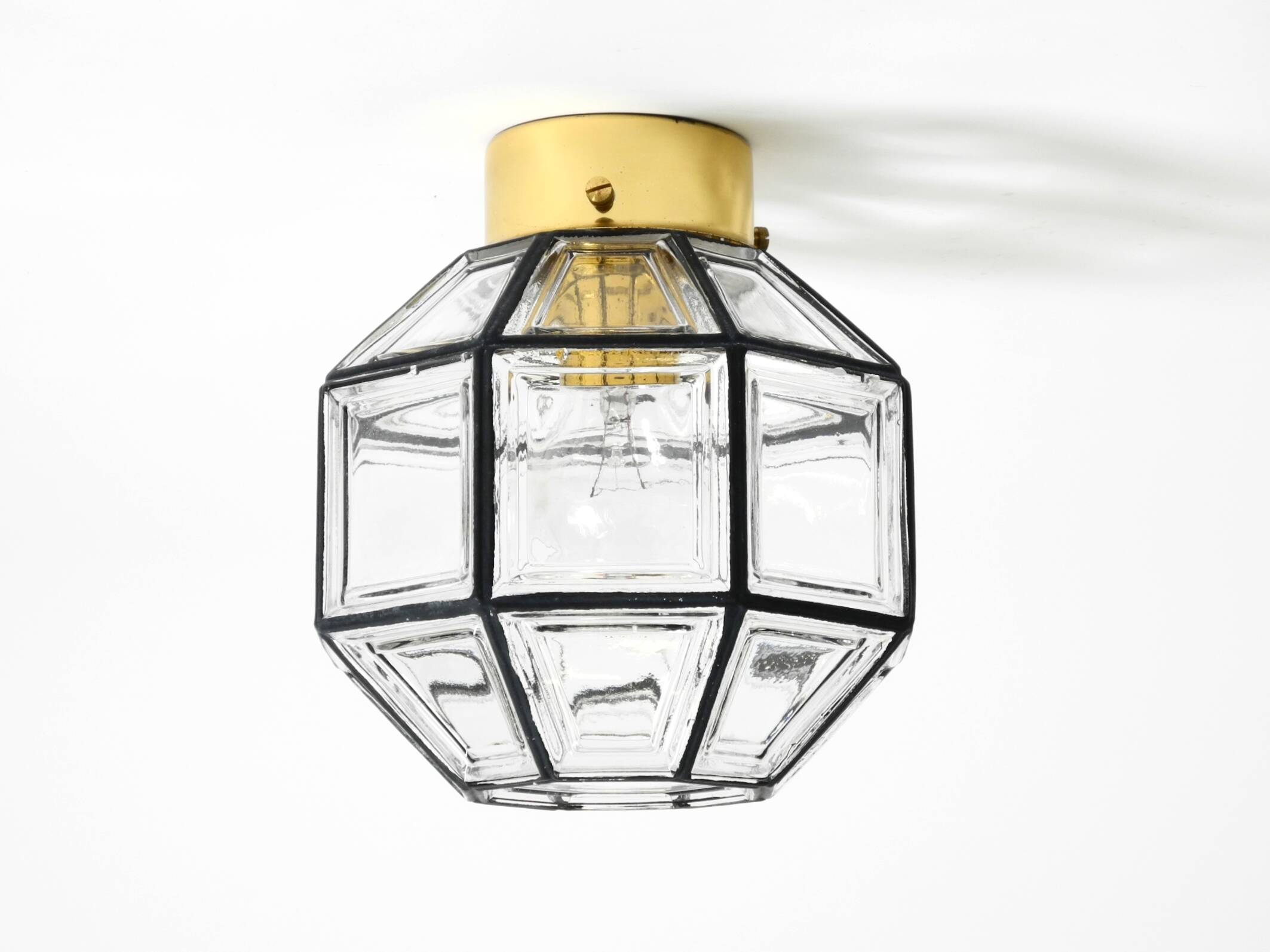 Beautiful 1970s Limburg glass ceiling lamp in octagon shape