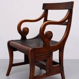 A Regency style Mahogany library chair /steps. England