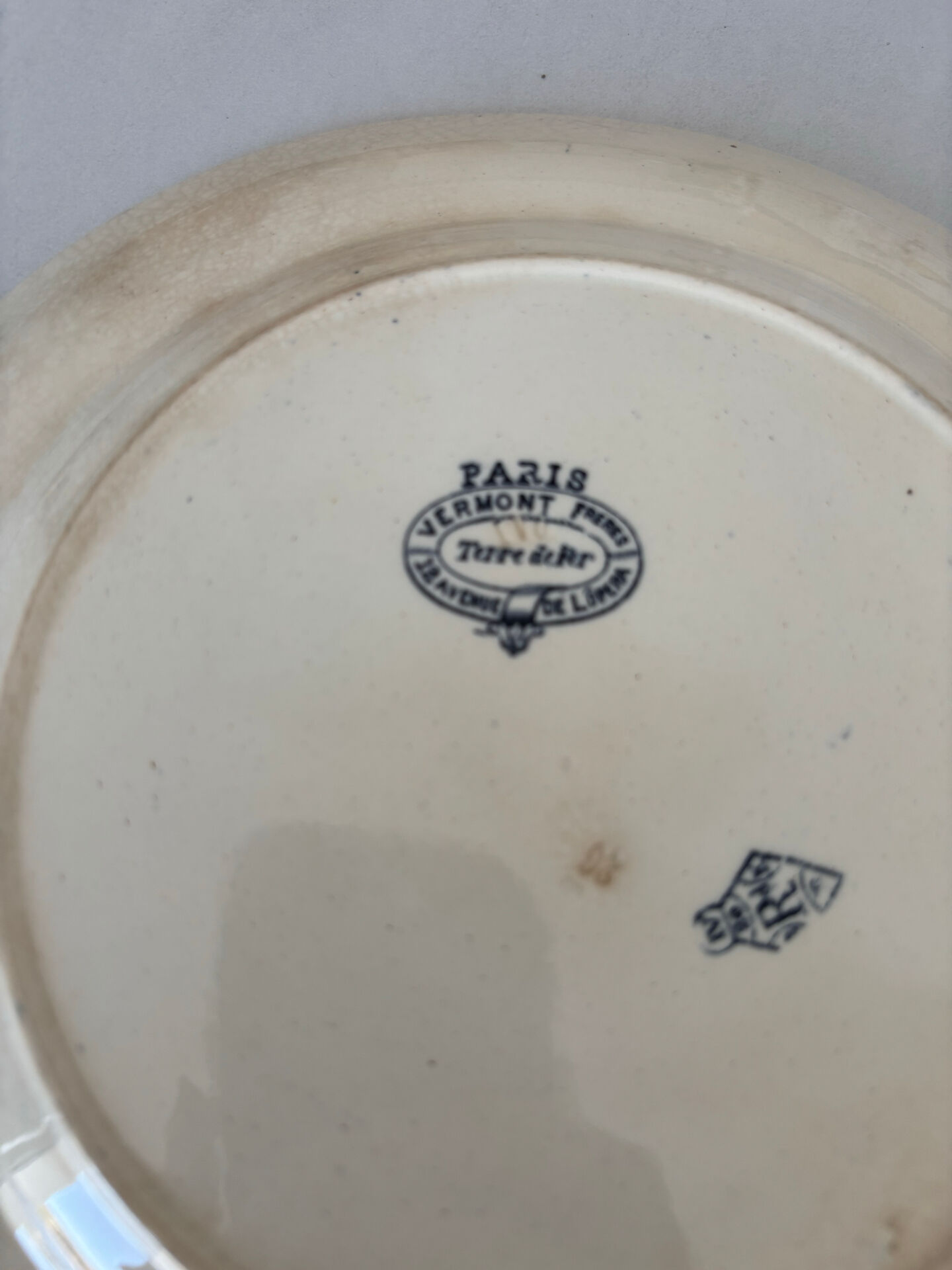 Old blue night ironstone plate for Vermont Frè shop.