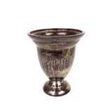 Lucien BRISDOUX Vase or bowl in black ceramic and gold oil