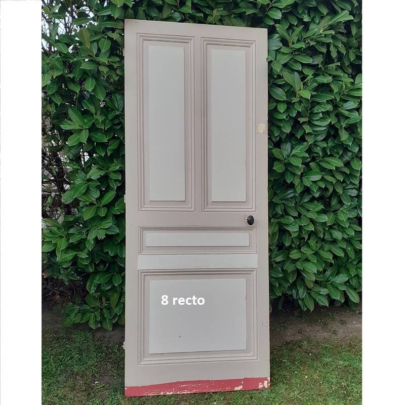 Series of 9 old communication doors, solid wood, both solid and glazed.