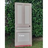 Series of 9 old communication doors, solid wood, both solid and glazed.