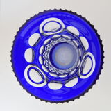 Vase bleu cobalt en cristal de plomb taillé à la main par caesar crystal bohemiae co, années 1980