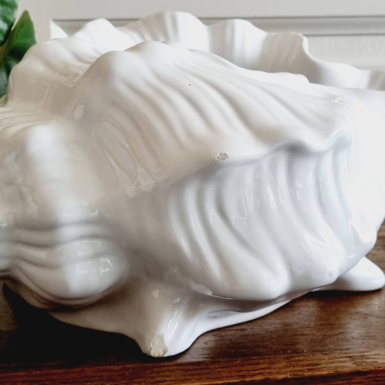 White slip shell pot cover