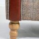 Chesterfield sofa in leather, fabric and wood