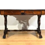 Desk Table with Shutters in Solid Rosewood, Restoration Period – Early 19th Century