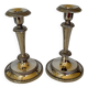 Pair of silver-plated zinc metal candlesticks