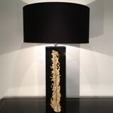 Large black lacquered lamp with gilt bronze decoration