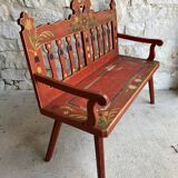 Banc folklorique en bois peint - Europe de l'Est probablement Hongrie - début 20e