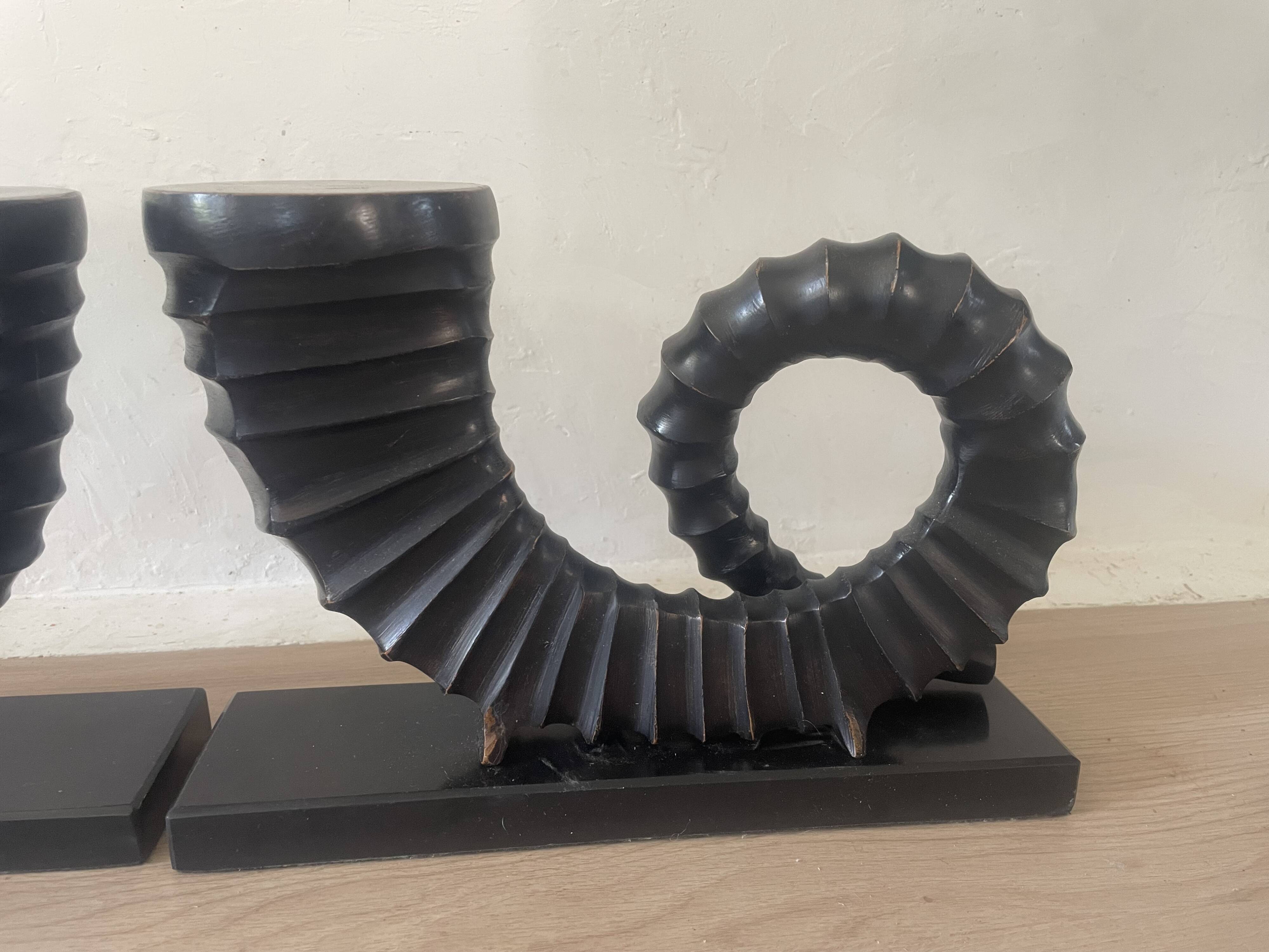 vintage sculptural bookends, ram's horns