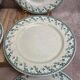 Set of 6 flat plates, Gien Montigny ironstone – old green decoration.