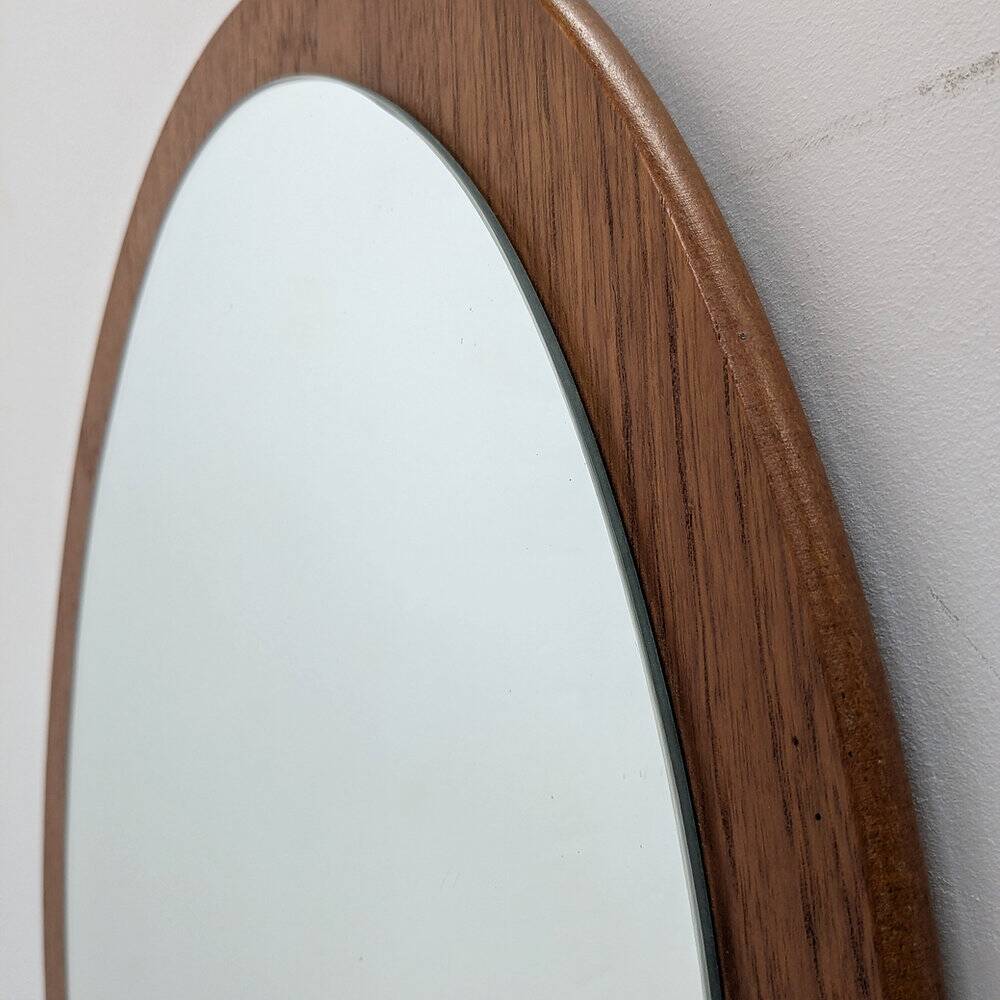 Scandinavian oval mirror in teak – 1960s