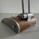 Large metal desk lamp with Wood Design texture by Eileen Gray, 1950s, France.