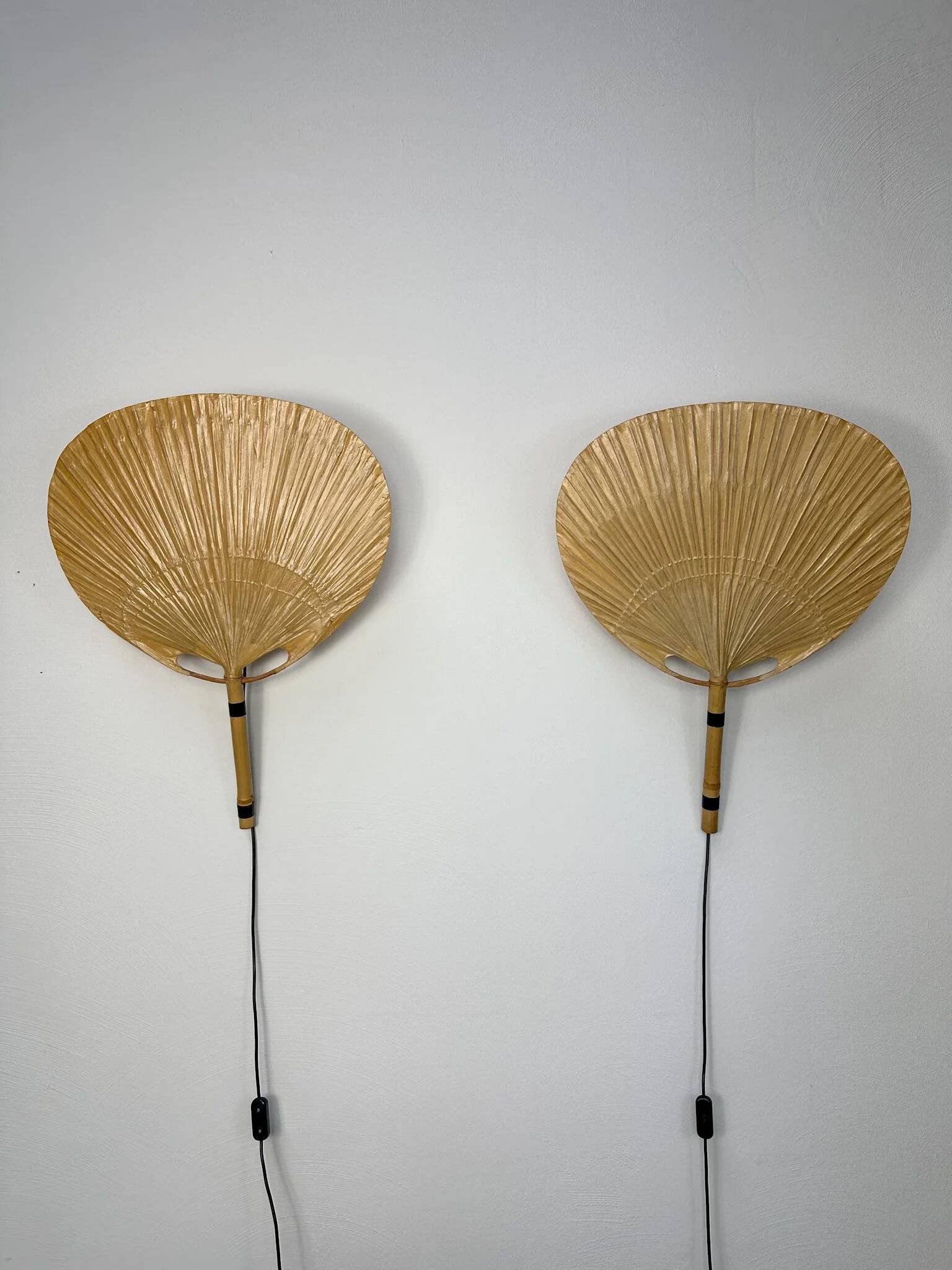 1970s Vintage Ingo Maurer for M-Design Uchiwa III Bamboo Wall Light