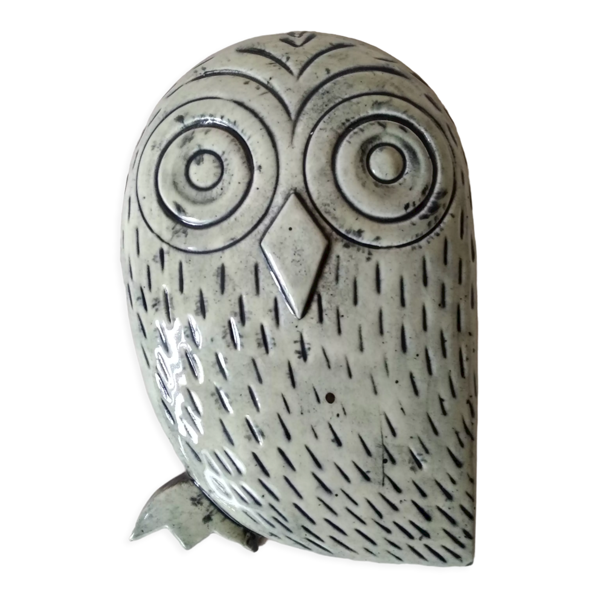 Owl in ceramic 60s signed Jean Varoqueaux