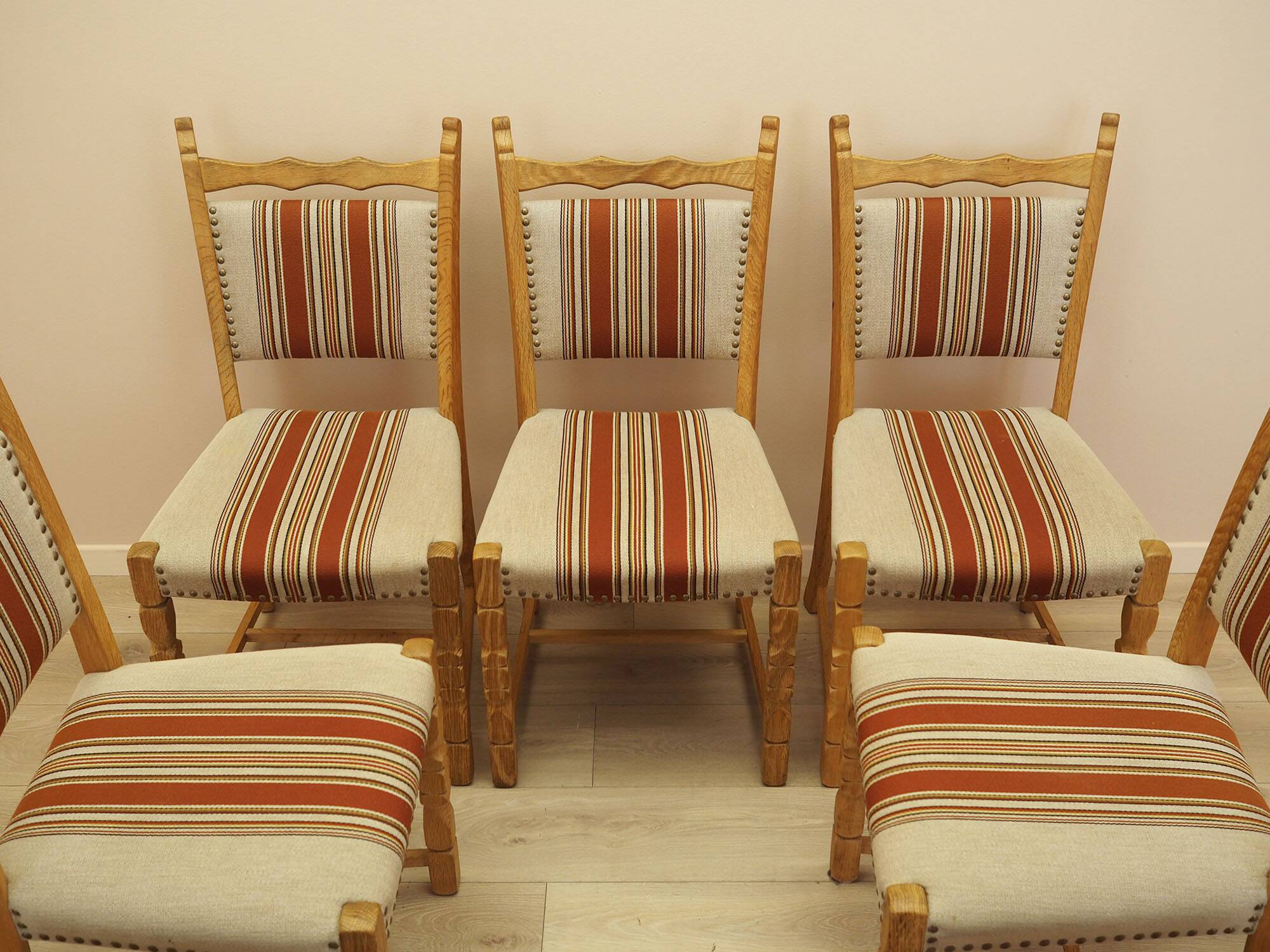 Henning Kjærnulf dining chairs, oak, Danish design, 1960s