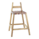 Large Vintage Bar Stool In Wood & Leather, Czechoslovakia 1950s