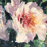 Old painting "Peonies" signed H.Dow
