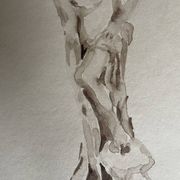 Signed painting monochrome watercolor study drawing statue museum classic "coming out of the bath"