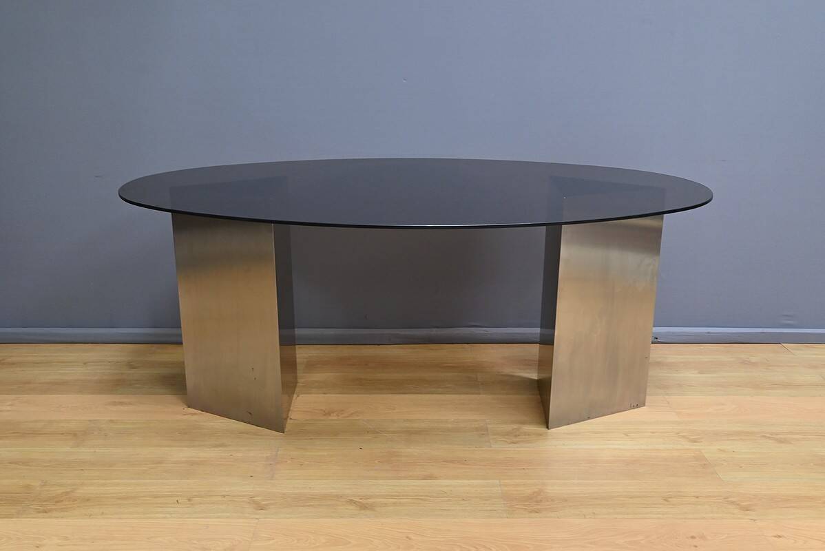 Oval Smoked Glass Table – 1960