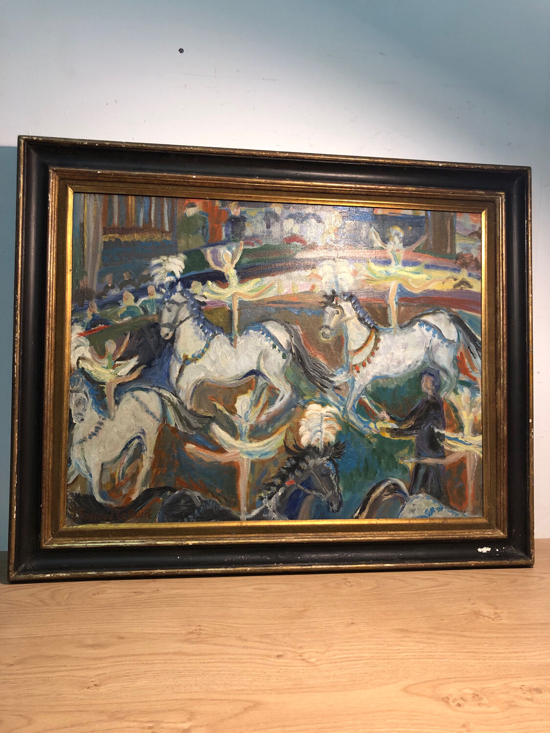 Painting Oil on Canvas Fauvism Circus Horse Dancer Circa 1960