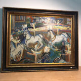 Painting Oil on Canvas Fauvism Circus Horse Dancer Circa 1960