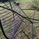 Pair of round chairs in black tubular steel 1960