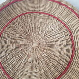 Vintage wicker tray nets and red handles