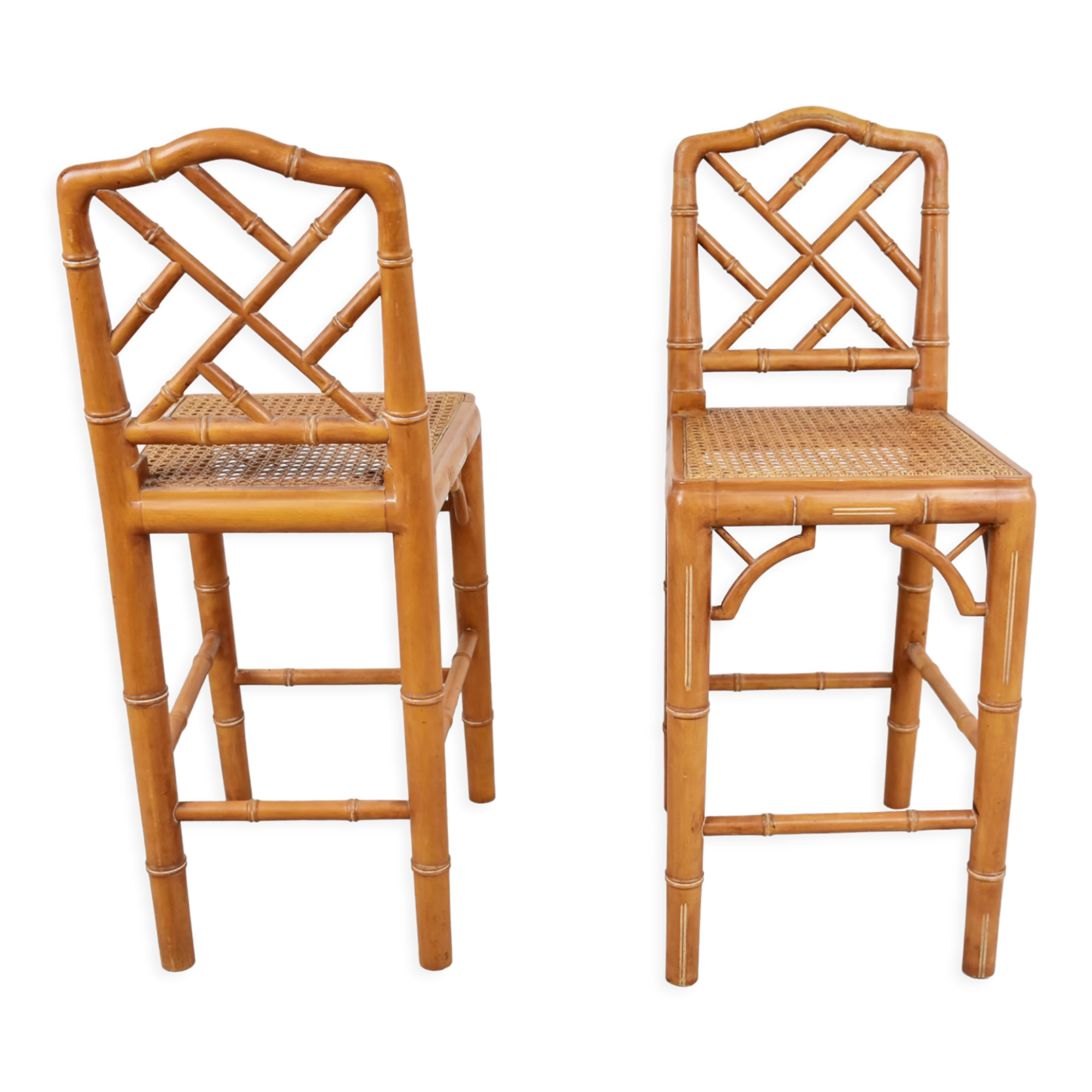 Pair of faux bamboo children chairs, 1960s