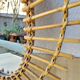 60's rattan sun mirror - 62x42cm
