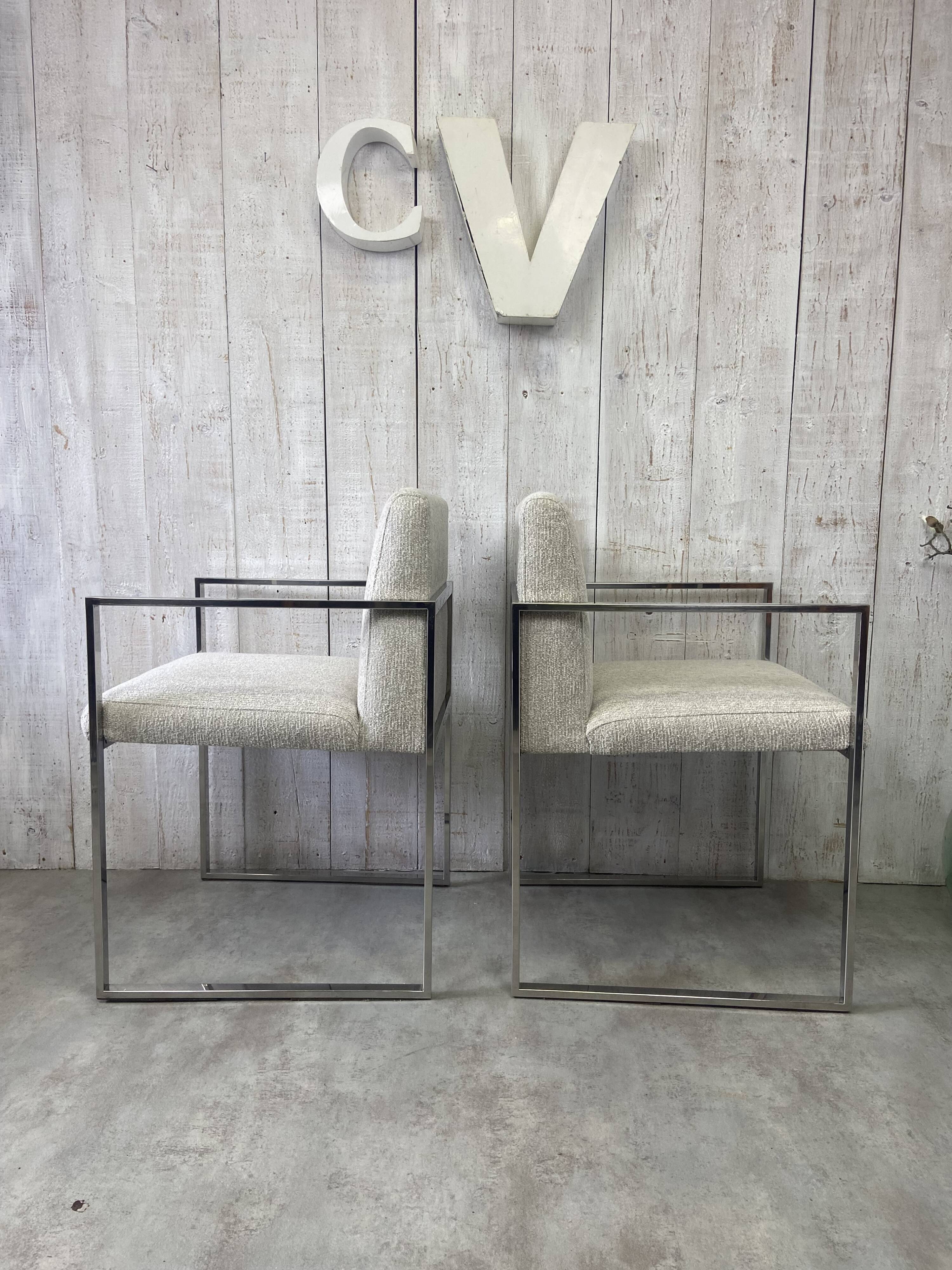 Pair of stainless steel armchairs from the 70s