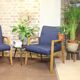 Pair of Scandinavian armchairs 60s restored deep blue gloved fabric.