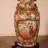 Chinese Enamelled Porcelain Vase with Polychrome Decoration - on Pedestals