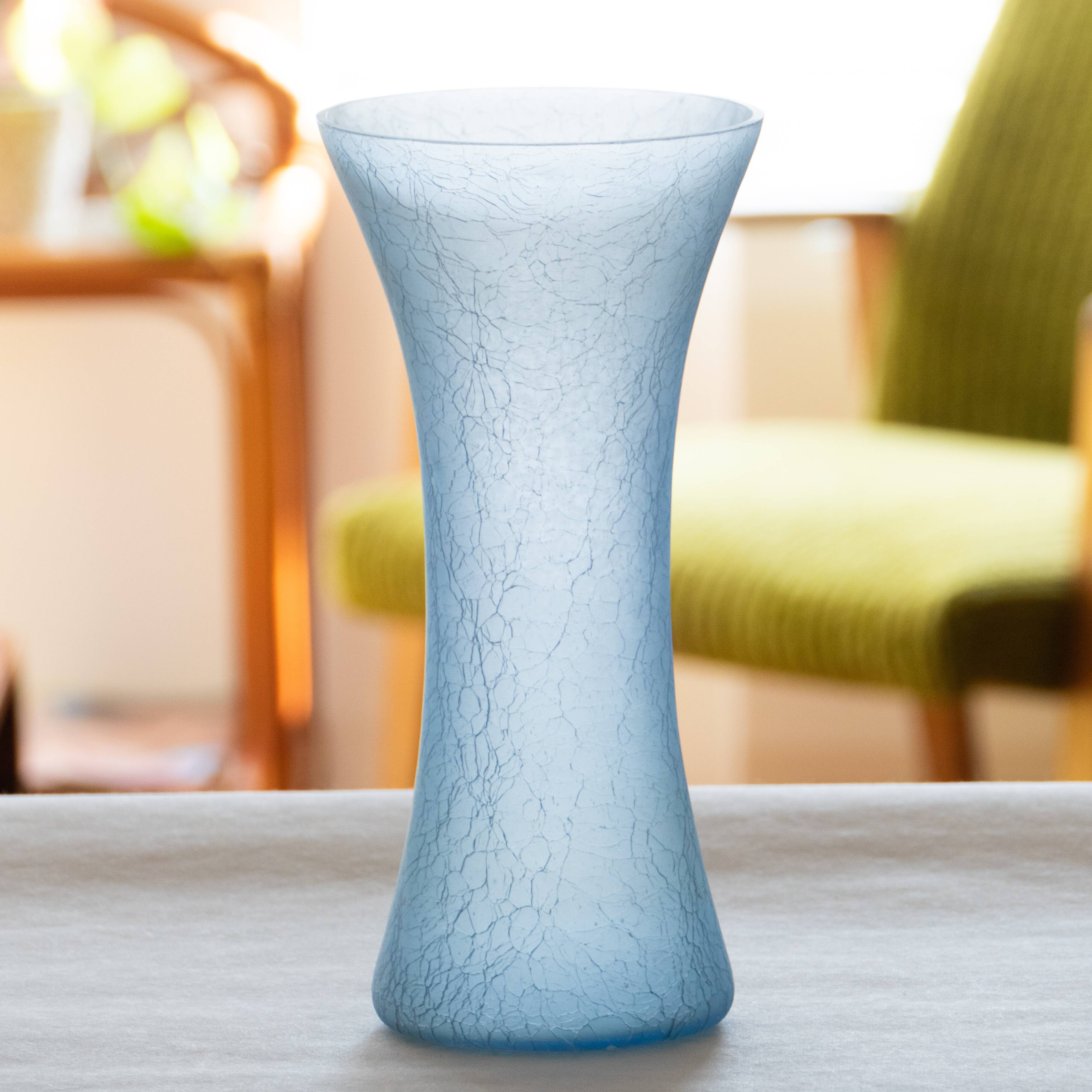 Vase vintage en verre craquelé