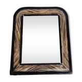 Antique Louis-Philippe mirror, painted wood imitation wood, 27 x 34 cm, 19th century